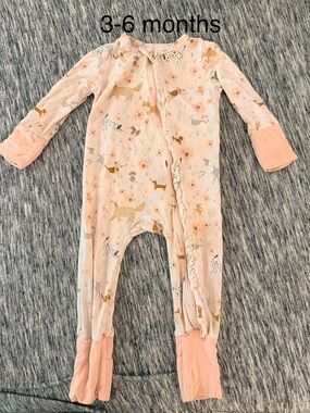 Angel Dear Pink Floral & Animal Print Footed One-Piece